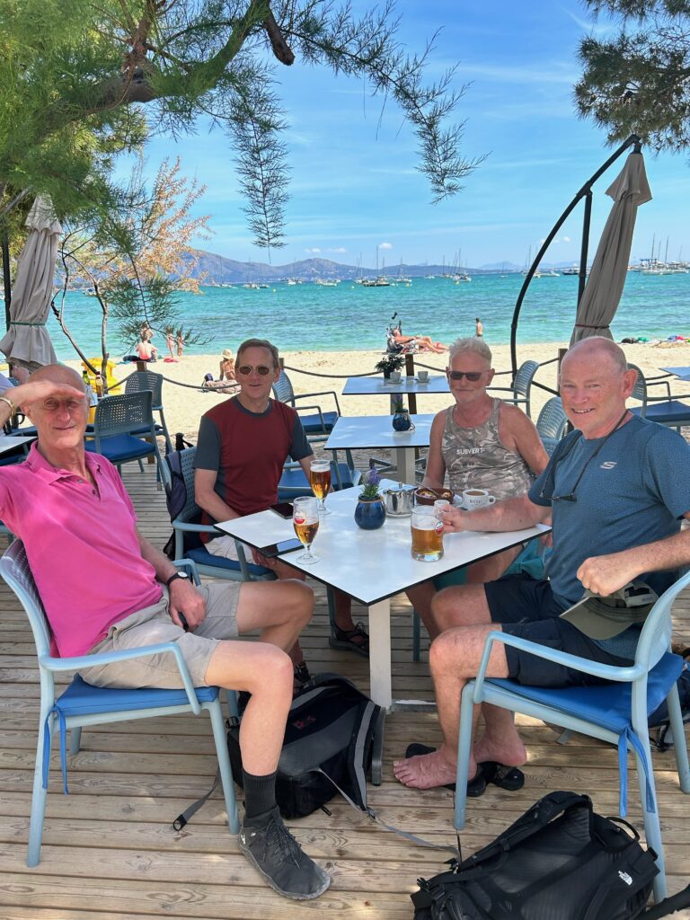 GOC members enjoying drinks at a beach-side cafe in Mallorca