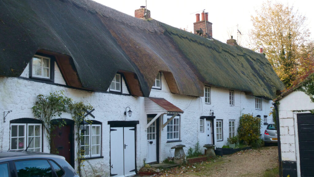 Thatched cottages at Aldbourne, Wiltshire.