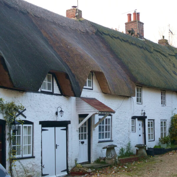 Thatched cottages at Aldbourne, Wiltshire.