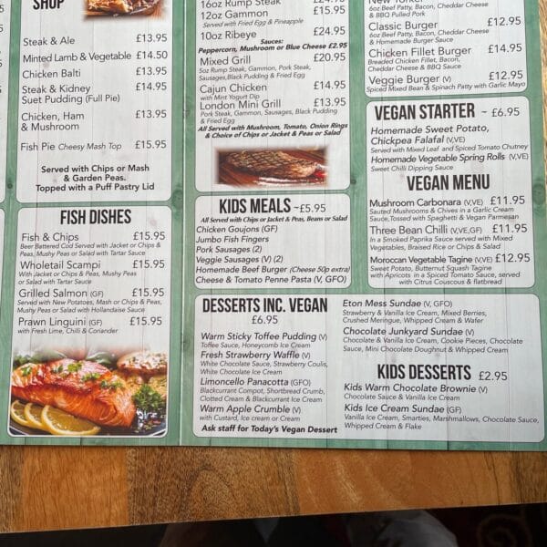 Order your food for the optional pub meal by contacting Peter.